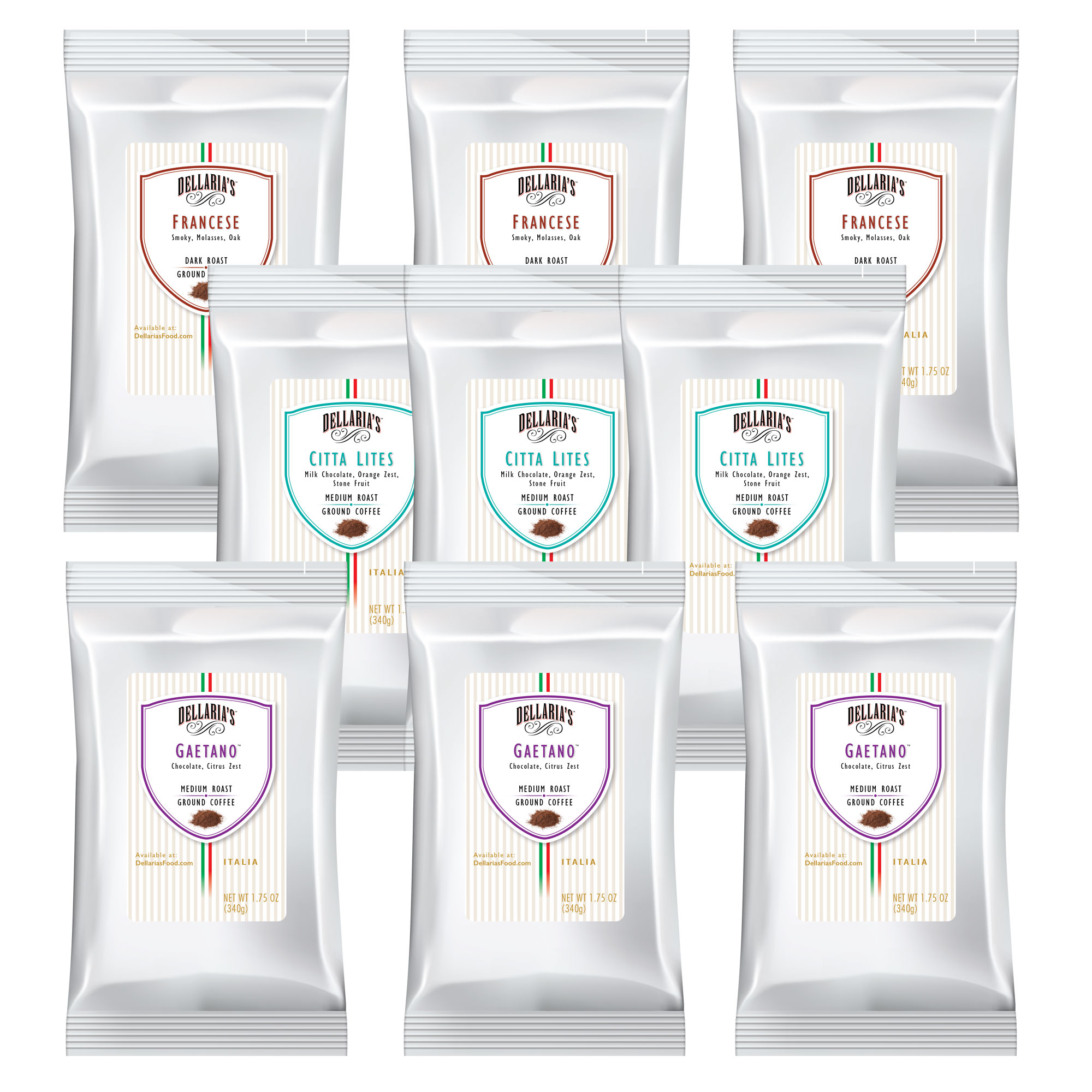 Dellaria’s Coffee Pillow Pack <br/> Variety Flavors <br/> 9 Count (1.75 oz bags)