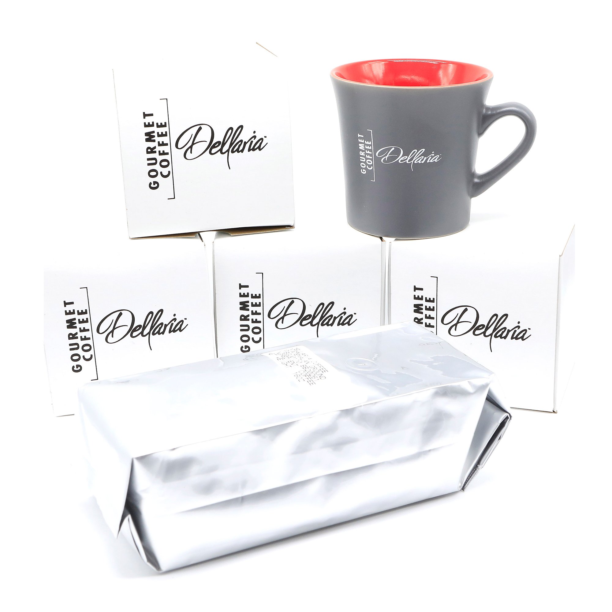 Gift Basket #7 <br/> Coffee Mugs, Ground Coffee & Pillow Packs <br/> (9 Piece Set)